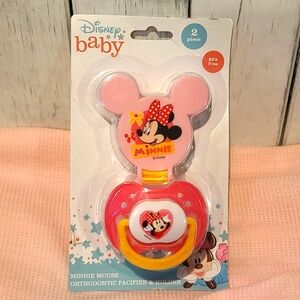 DISNEY BABY Minnie Mouse Ortho Pacifier & Holder- 2 pc